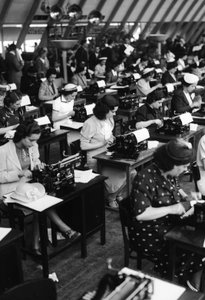 Maskinskrivere arbejder, Italien, 1938 (glasplade)