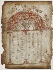 Kanonborde fra et evangelium (ugennemsigtig akvarel, blæk og guld på pergament) af Armenian School