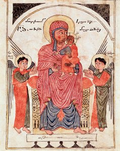 Jomfru med barn og engle, detaljer (illustreret manuskript af Armenian School