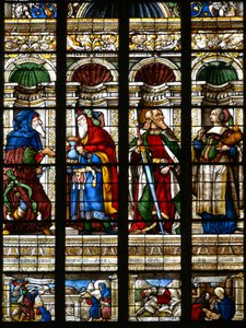 Abraham, Melchisedech, Sankt Paulus og Samos sibylle - Glasmaleri i kapellet i Sankt Jakob, Arnaud de Moles (1470-1520) færdiggjort i 1513 - Cathedrale Sainte Marie d