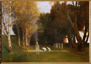 Heiliger Hain - Hellig lund ... (maleri på lærred) af Arnold Böcklin