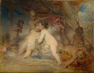 Putti og en ung Eros i en skovglen af Arnold Böcklin