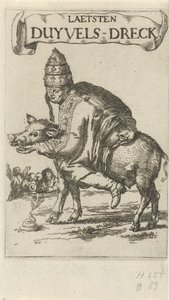 Pause på en gris Titelblad for: J. Lydius, Laetsten duyvels-dreck, 1687 af Arnold Houbraken