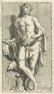 Personificering af poesien Digtkonst (titel på objekt) Enogfyrre stykker, flere Sinne-statuer (serietitel) af Arnold Houbraken