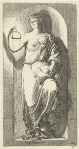 Personificering af visdom Wysheyt (titel på objekt) Enogfyrre stykker, flere Sinne-statuer (serietitel) af Arnold Houbraken