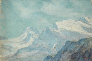 Mountainous Landscape (olie på ustrakt lærred) af Arnold Priestman