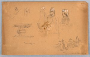 Arkitekt- og figurskitser af Arnold William Brunner