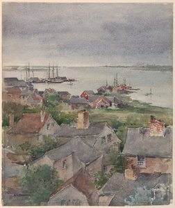 Huse ved kysten i Nantucket af Arnold William Brunner