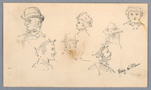 Syv skitser af hoveder af Arnold William Brunner