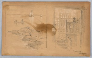 Skitse af Landskab og Trappe af Arnold William Brunner