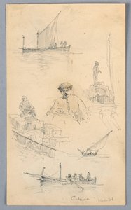 Skitser i havnen i Catania af Arnold William Brunner