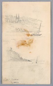 To skitser af sejlbåde ved St. Lawrence af Arnold William Brunner