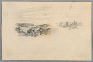 To udsigter, landskab og byskyline af Arnold William Brunner