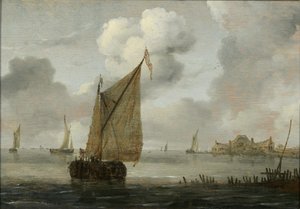 Sejlbåde nær en kyst af Arnoldus van Anthonissen