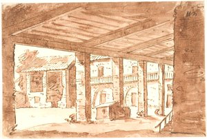Italiensk gård med arkade