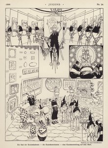 Et Værelse af Kunstakademiet; kunstkommissionen; en kunstudstilling på Mars (litho) af Arpad Schmidhammer