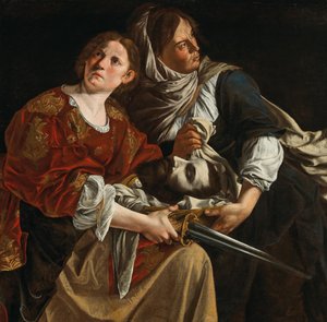 Judith med lederen af Holofernes og en tjener. af Artemisia Gentileschi