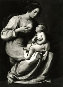 Madonna of the Cherries (olie på lærred) (s/h foto) af Artemisia Gentileschi