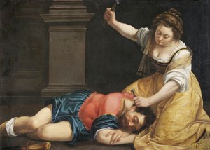 Yael tuant Sisera - Jael og Sisera par Gentileschi, Artemisia (1598-1653), ca. 1620 - Olie på lærred, 86x125 - Szepmuveszeti Muzeum, Budapest