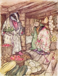 Illustration til Vinden i piletræerne af Kenneth Grahame (farvelitografi)