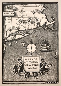 Kort over det sydlige New England af Arthur Allen Lewis