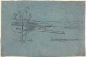 Landskab med kaj og to både af Arthur B. Davies