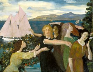 Across The Harbor (olie på lærred) af Arthur Bowen Davies