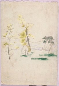 landskab med tre enkelte træer fra A.B. Davies bog, udgave 33, 50 af Arthur Bowen Davies