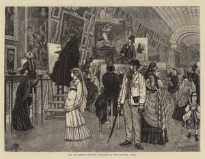 Kunststuderende kopierer billeder på Louvre, Paris