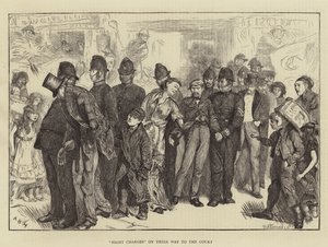 Natafgifter på vej til retten af Arthur Boyd Houghton