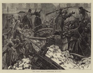 Parismobben, en barrikade i Paris