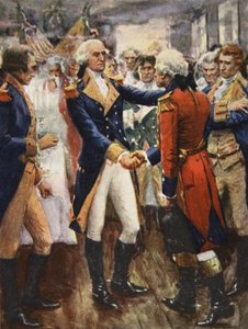 Washington tager afsked med sine officerer, illustration fra 