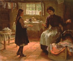 Domestic Lesson, ca. 1890 (olie på lærred)