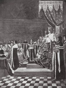 Henrik VI åbner parlamentet med sin mor (litografi)