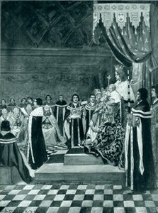 Henrik VI åbner parlamentet sammen med sin mor af Arthur David McCormick