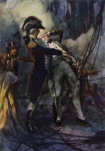 Nelson blev hårdt såret ved Nilen, kaptajn Berry fangede ham i hans arme, da han faldt af Arthur David McCormick