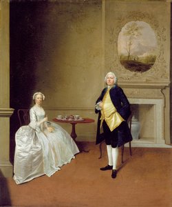 Mr and Mrs Hill, ca. 1750-51 (olie på lærred) af Arthur Devis