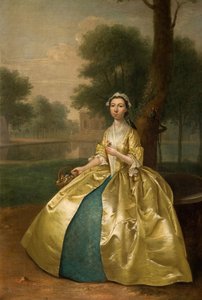 Portræt af en kvinde i guld, 1785. af Arthur Devis