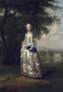 Portræt af en dame i et landskab af Arthur Devis