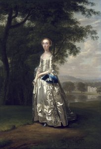 Portræt af en dame i et landskab, 1750
