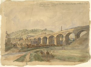 Todmorden Viaduct på Manchester og Leeds Railway, England 1843 af Arthur Fitzwilliam Tait