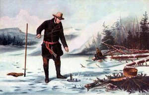 Ørredfiskeri på Chateaugay Lake, amerikansk vintersport, 1856.