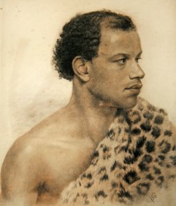Portræt af en afrikaner (farvet kridt på papir) af Arthur George Walker