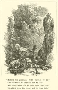 Sir Calidore, høflighedens ridder, udyr med tusinde tunger (gravering)