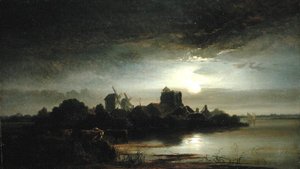 En landsby ved måneskin