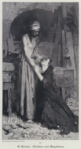 Kristus og Magdalene (gravering) af Arthur Hacker