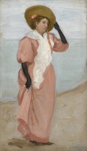 En dame ved havet, (A Sudden Gust of Wind), c.1895