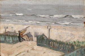 Badehytter med fisker og hund, ca.1900