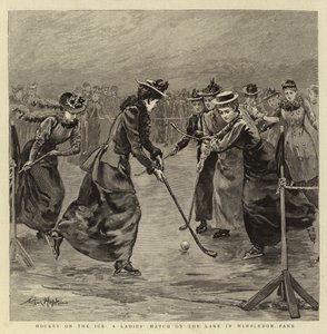 Hockey on the Ice, en damekamp på søen i Wimbledon Park af Arthur Hopkins
