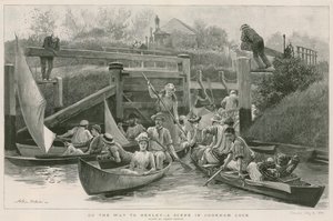 På vej til Henley - en scene i Cookham Lock af Arthur Hopkins